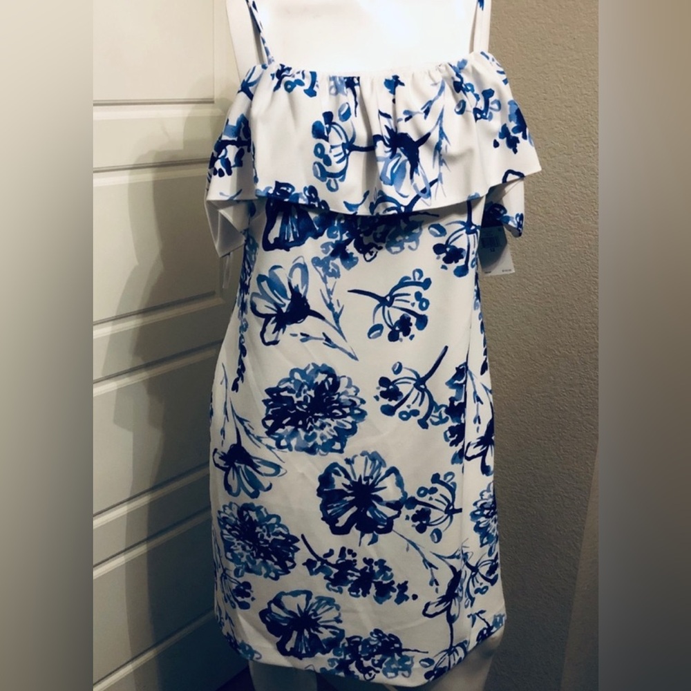 Ralph Lauren Blue and White Floral Midi Dress